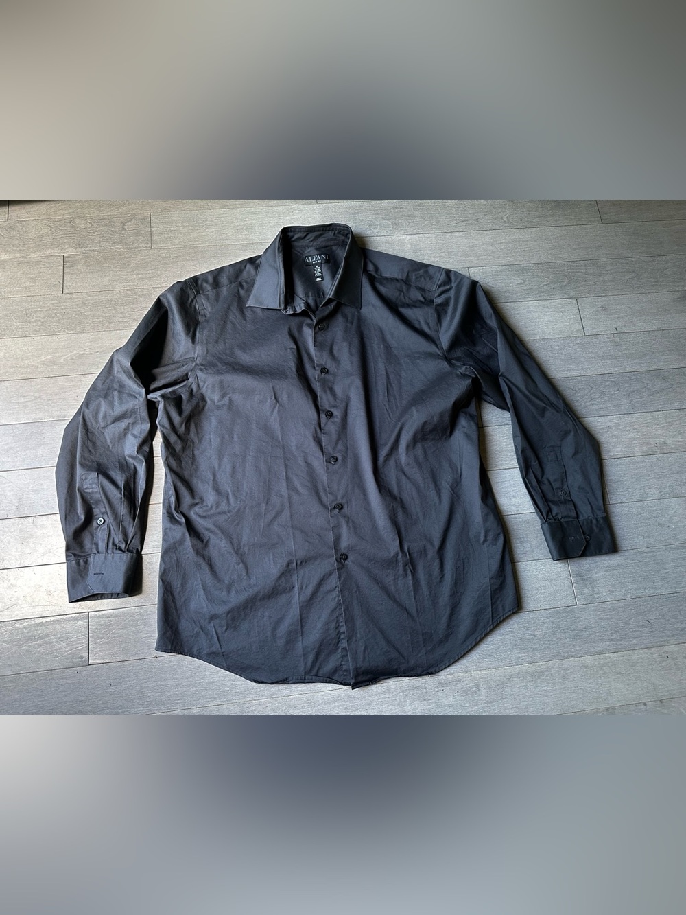 Men’s Alfani Black Long Sleeve Slim Fit Collared Buttondown Shirt XL Wedding